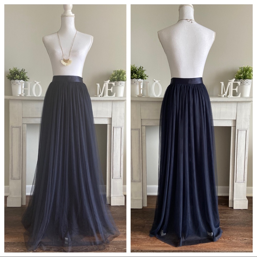 (NEW) ASOS - Navy Blue Maxi Tulle Skirt